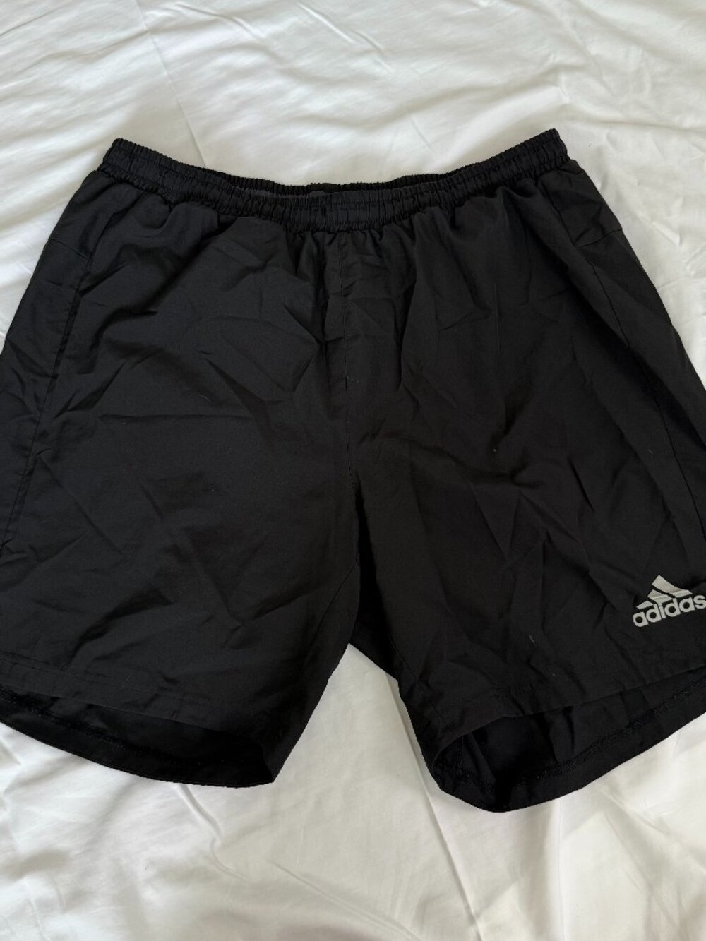 Adidas Mens Black Athletic Shorts Running Gym Sportswear Activewear